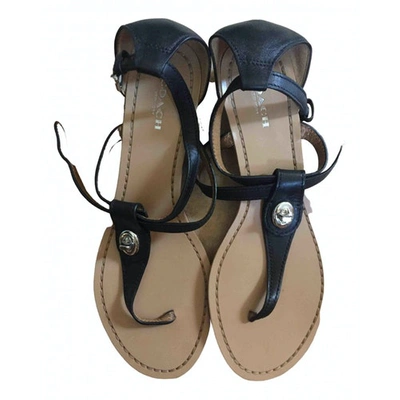 Pre-owned Coach Leather Sandal In Black