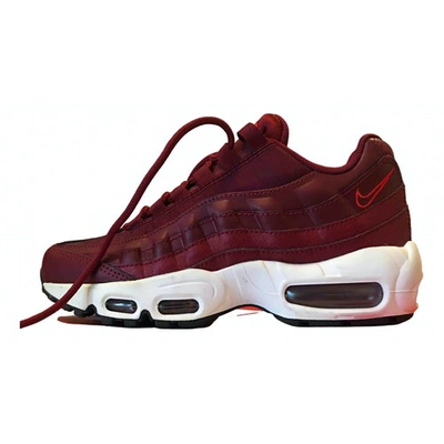 Pre-owned Nike Air Max 95 Leather Trainers In Burgundy