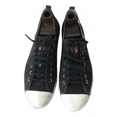 Pre-owned Prada Leather Low Trainers In Black