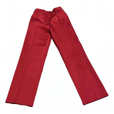 Pre-owned Max Mara Straight Trousers In Burgundy