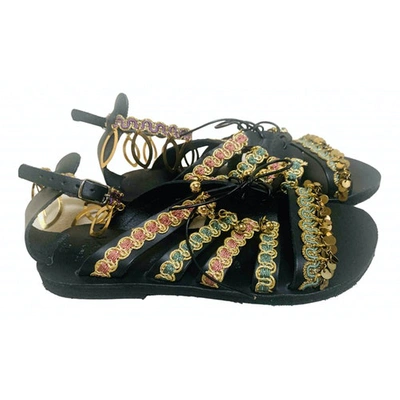 Pre-owned Mabu By Maria Bk Leather Sandals In Black