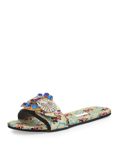 Miu Miu Mogador Anemone Slide Sandal, Turchese In Turquoise