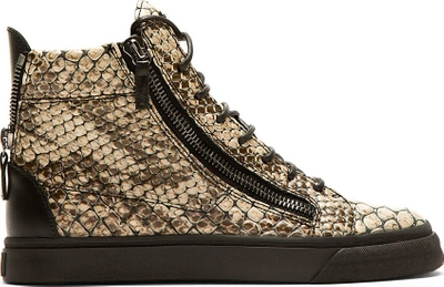 Giuseppe Zanotti Beige Snakeskin-embossed High-top Sneakers | ModeSens
