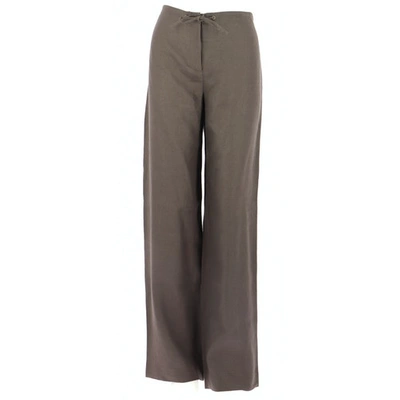 Pre-owned Gerard Darel Linen Trousers In Brown