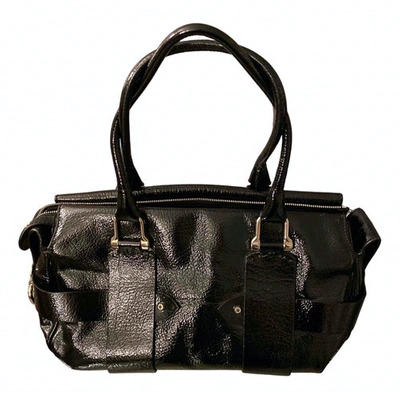 Pre-owned Trussardi Patent Leather Handbag In Black