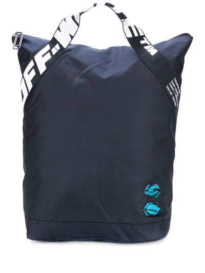 Off-white Logo-strap Backpack In Blue