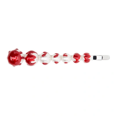 Shushu-tong Shushu/tong White And Red Yvmin Edition Hair Clip In Peal/blood