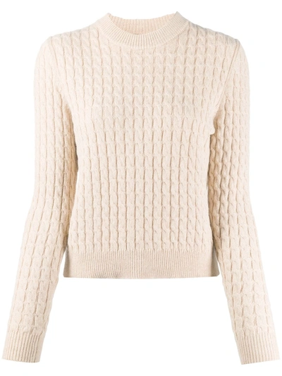 Sara Lanzi Long-sleeved Chunky Knit Jumper In Neutrals