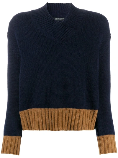 Aragona Contrast-trimmed Cashmere Jumper In Blue