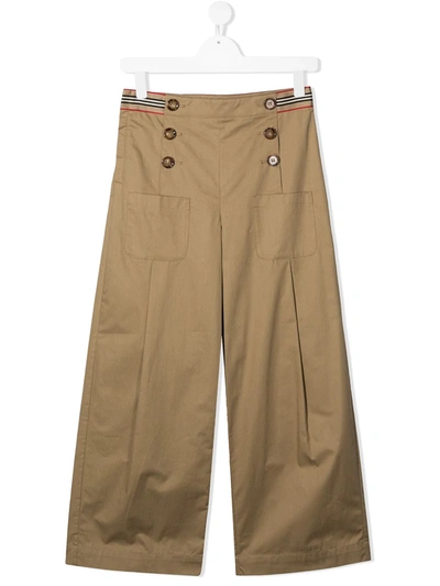 Burberry Teen Tracey Flared Trousers In Beige