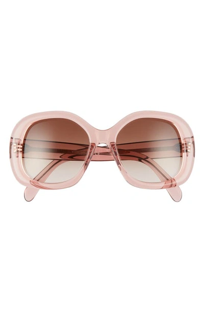 Celine 55mm Gradient Round Sunglasses In Rose/ Gradient Brown
