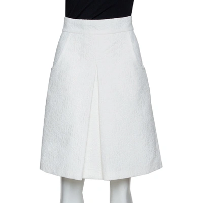 Pre-owned Dolce & Gabbana White Daisy Cotton Jacquard A-line Skirt M