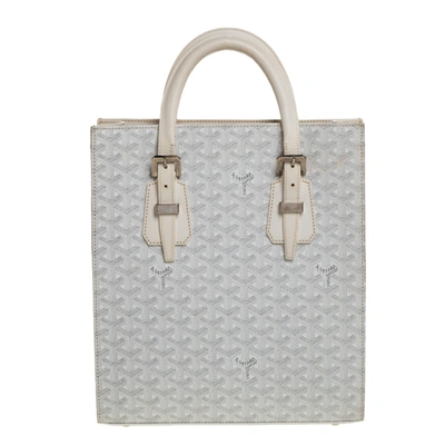 Pre-owned Goyard Ine Coated Canvas And Leather Comores Pm Tote In White