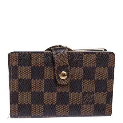 Pre-owned Louis Vuitton Damier Ebene French Purse Wallet In Brown