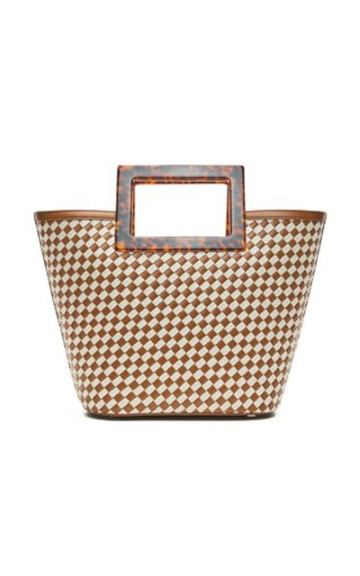 Marina Raphael Riviera Two-tone Woven Canvas Tote In Brown