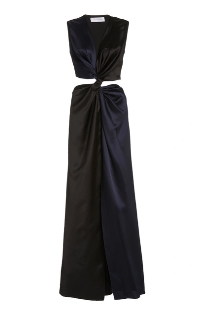 Marina Moscone Women's Twist Cut-out Satin Midi Dress In Black