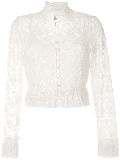Alexis Percival Floral-lace Top In White