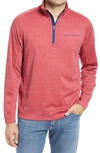 Vineyard Vines Sankaty Stripe Half Zip Performance Pullover In Sailors Red