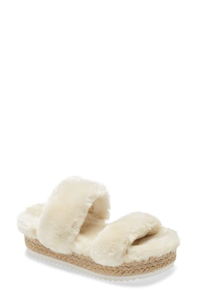 Steve Madden Katana Faux Fur Platform Slipper In Natural