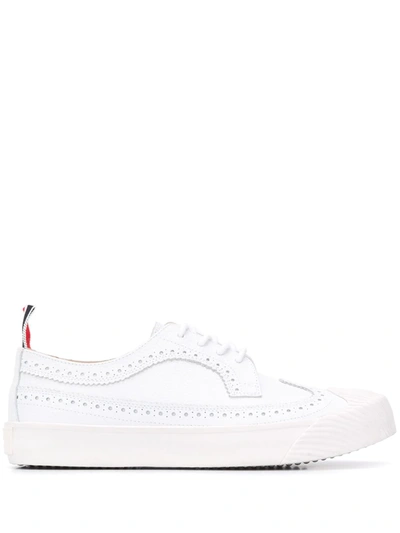 Thom Browne Longwing Pebbled Leather Sneakers In White
