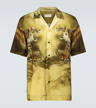 Dries Van Noten Carltone Tiger Short Sleeve Button-up Shirt In Beige
