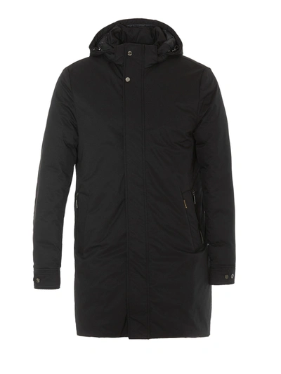 Moorer Vermont Waterproof Black Long Padded Coat In Black