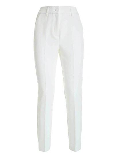 Blumarine Logo Crepe Pants In White