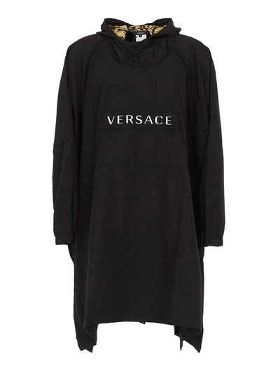 Versace Baroque Hood Cape In Black