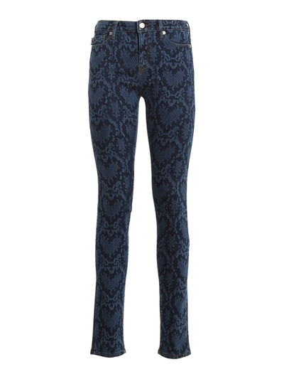 Love Moschino Python Printed Jeans In Blue