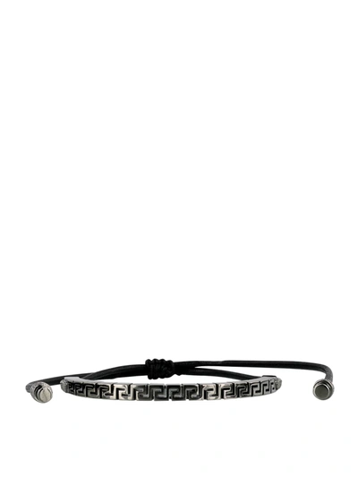 Versace Cotton And Metal Bracelet In Black