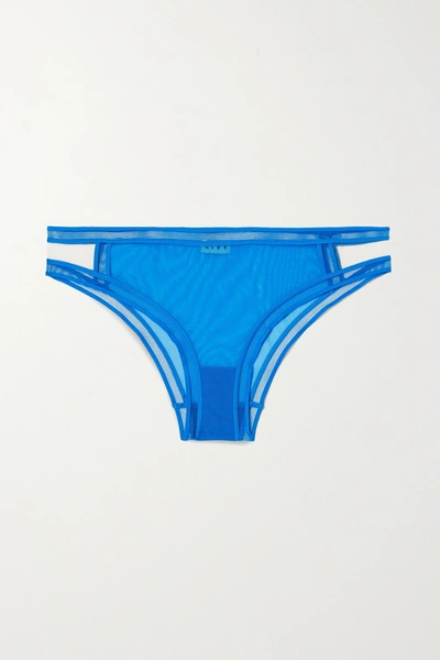 Livy Ader Cutout Tulle Briefs In Blue