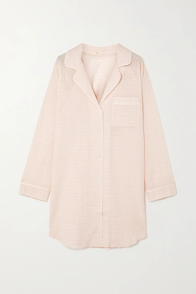 Eberjey Nautico Striped Cotton-blend Voile Pajama Shirt In Blush