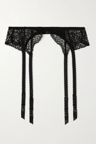 Journelle Allegra Stretch-lace And Tulle Suspender Belt In Black
