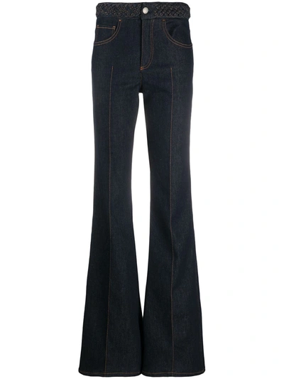 Chloé Braided High-rise Bootcut Jeans In Blue