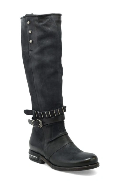As98 Tosh Knee High Boot In Black Leather