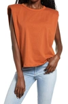 Endless Rose Padded Shoulder T-shirt In Cognac