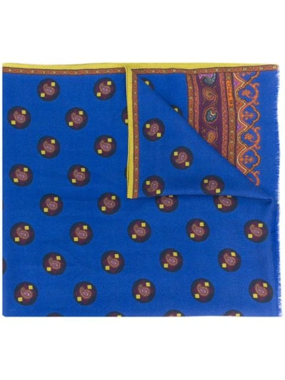 Etro Paisley Cashmere-silk Scarf In Blue
