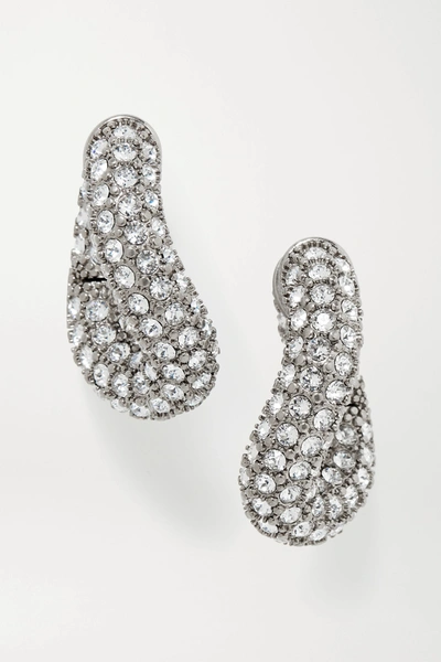 Balenciaga Loop Xs Silver-tone Crystal Hoop Earrings