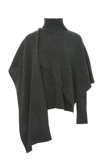 Lvir Draped Wool Turtleneck Sweater In Dark Grey