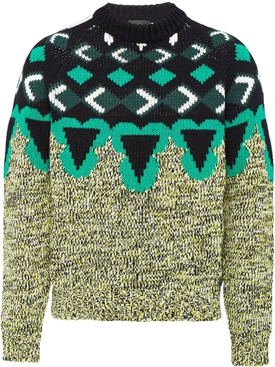 Prada Green Geometric Wool Sweater