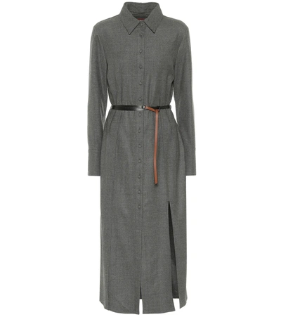 Altuzarra Edith Belted Wool Shirt Dress In Grey
