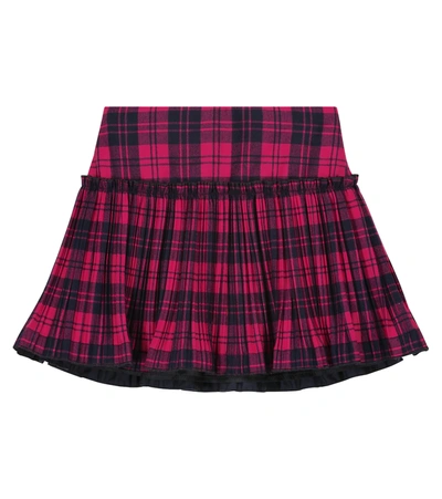 Il Gufo Kids' Checked Stretch-twill Skirt In Red