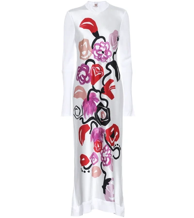 Marni Floral Print Long-sleeve Dress In White