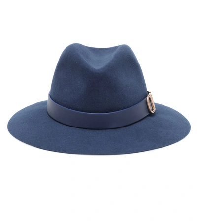 Valentino Garavani Vlogo Felt Hat In Blue