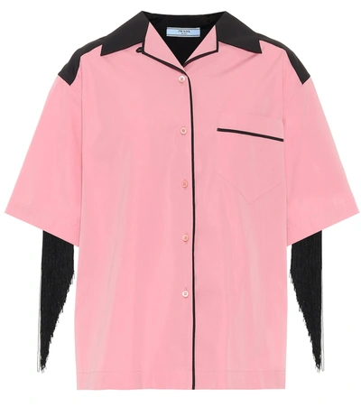 Prada Embellished Cotton Shirt In Pink