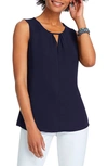 Nic + Zoe Keyhole Crepe Tank Top In Dark Indigo