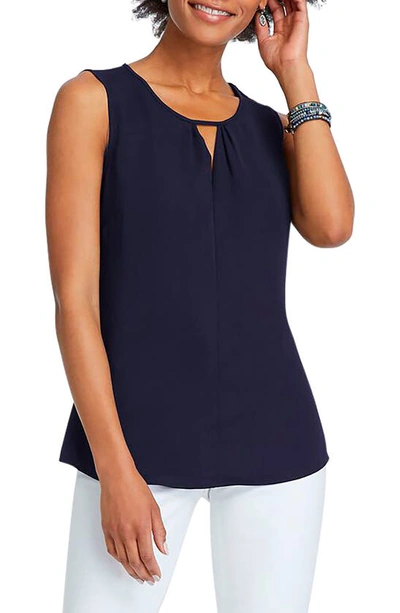 Nic + Zoe Keyhole Crepe Tank Top In Black Onyx