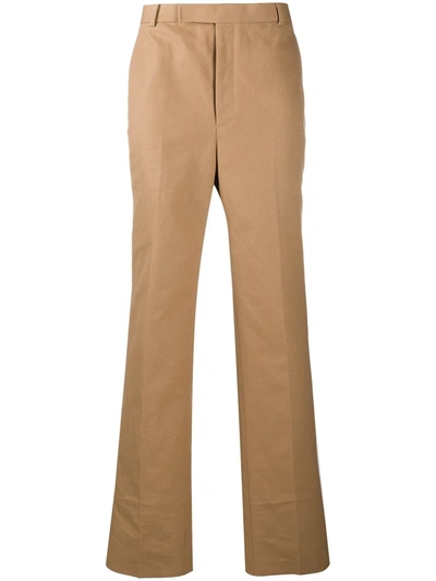 Thom Browne Tricolour-trim Cotton-twill Straight-leg Trousers In Camel