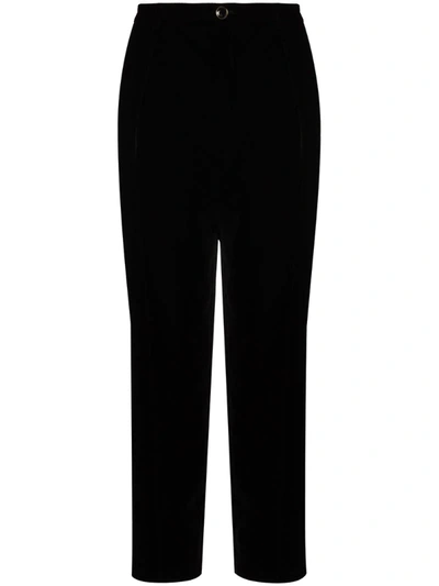 Saint Laurent Corduroy Cropped-leg Suit Trousers In Black