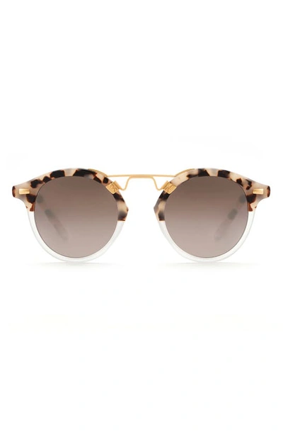 Krewe St. Louis 46mm Round Sunglasses In Matte Oyster To Crystal/ Amber
